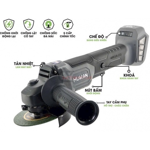 Máy mài Pin 21V Hukan HK-AG7900BL AntikickBack - chỉnh tốc 5 cấp
