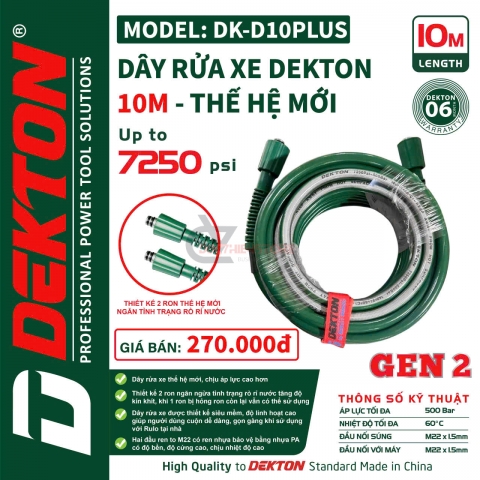 Dây rửa xe 10m áp cao Dekton DK-D10PLUS Gen 2