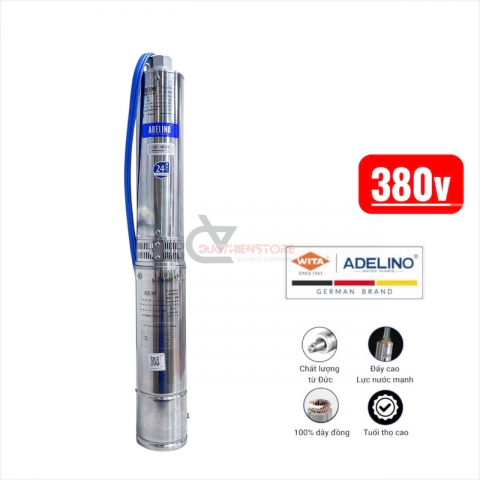 Bơm hỏa tiễn cột áp 108m Adelino 4SA4/18-1.5P ( 3 pha 380V 2.0Hp )