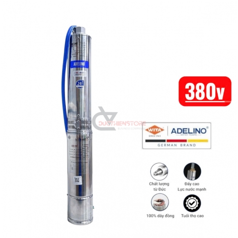 Bơm hỏa tiễn cột áp 210m Adelino 4SA3/30-2.2P ( 3 pha 380V 3.0Hp )