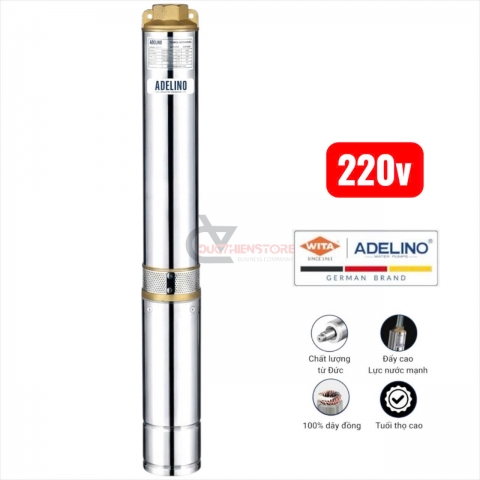 Bơm hỏa tiễn cột áp 123m Adelino 4SAm6/21-2.2P ( 1 pha 220V 3.0Hp )